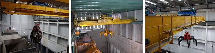 automated garbage grab crane used in waste to energy power plant